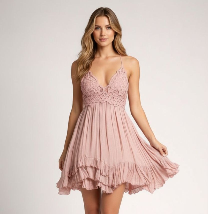 The same dress shown on a model